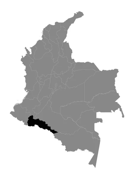 Černá Mapa Umístění Kolumbijského Departementu Putumayo Šedé Mapě Kolumbie — Stockový vektor