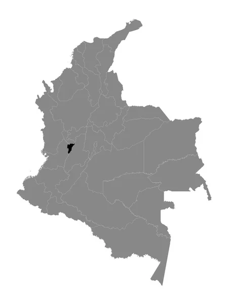 哥伦比亚昆多省灰色地图内的黑色位置图 — 图库矢量图片