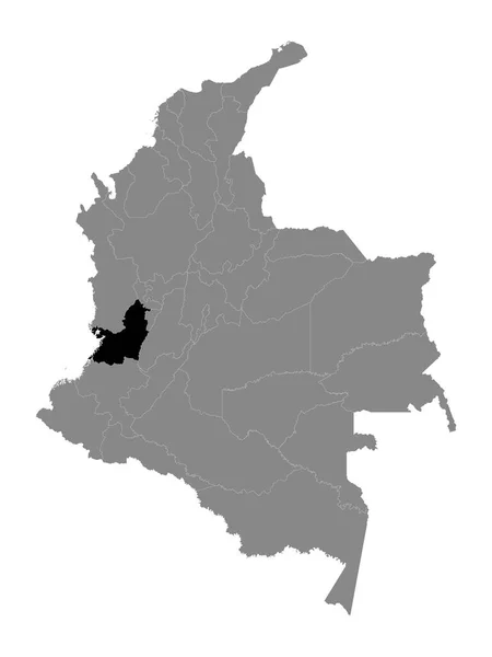 Schwarze Landkarte Des Kolumbianischen Departamentos Valle Del Cauca Innerhalb Der — Stockvektor