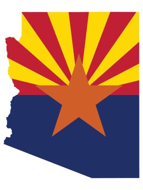 ABD Federal Eyaleti Arizona Bayrak Haritasının Vektör İllüstrasyonu