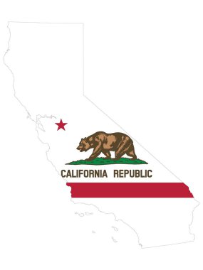 ABD Federal Kaliforniya Eyaleti Bayrak Haritasının Vektör İllüstrasyonu