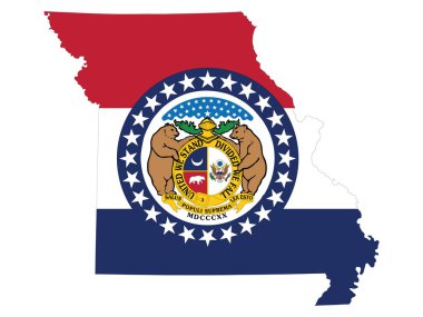 ABD Federal Missouri Eyaleti Bayrak Haritasının Vektör İllüstrasyonu