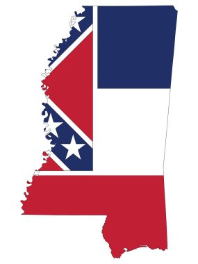 ABD Federal Mississippi Eyaleti Bayrak Haritasının Vektör İllüstrasyonu