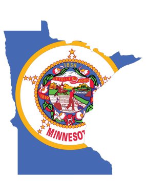 ABD Federal Eyaleti Minnesota Bayrak Haritasının Vektör İllüstrasyonu