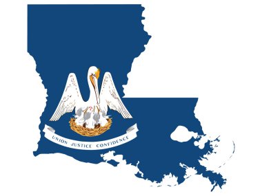 ABD Federal Louisiana Eyaleti Bayrak Haritasının Vektör İllüstrasyonu