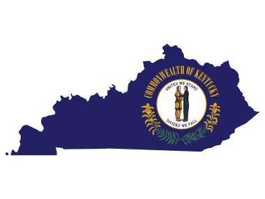ABD Federal Kentucky Eyaleti Bayrak Haritasının Vektör İllüstrasyonu