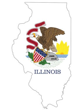 ABD Federal Illinois Eyaleti Bayrak Haritasının Vektör İllüstrasyonu