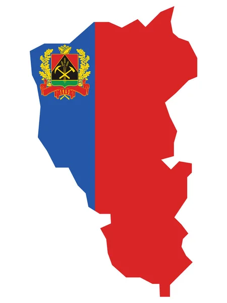 Vector Ilustración Del Mapa Bandera Del Óblast Kemerovo — Archivo Imágenes Vectoriales