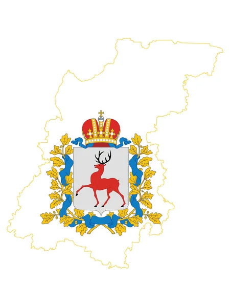 Vektor Illustration Flaggkartan Över Ryska Federala Ämnet Nizjnij Novgorod Oblast — Stock vektor