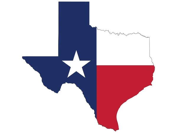 Illustration Vectorielle Carte Drapeau Des États Unis État Fédéral Texas — Image vectorielle