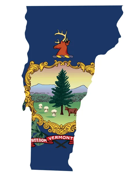 Ilustração Vetorial Mapa Bandeira Dos Eua Estado Federal Vermont — Vetor de Stock