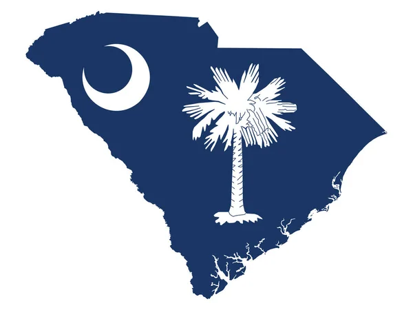 Vector Illustration Flag Map Usa Federal State South Carolina — Stock Vector