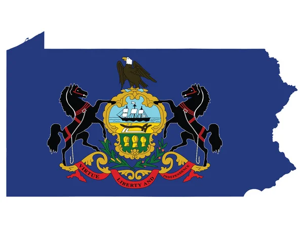 Vector Illustratie Van Vlaggenkaart Van Amerikaanse Federale Staat Pennsylvania — Stockvector