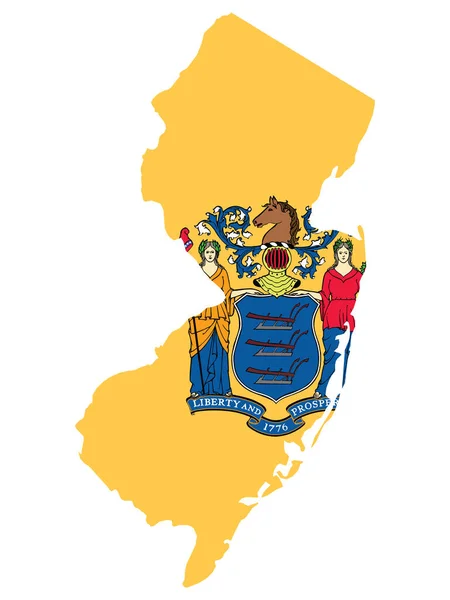 Vektorillustration Der Flaggenkarte Des Bundesstaates New Jersey — Stockvektor