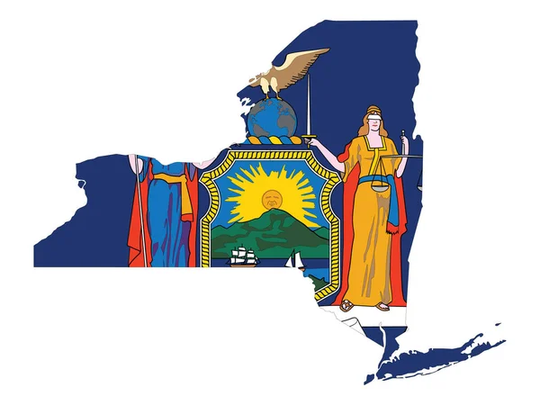 Vektor Illusztráció Zászló Térkép Usa Szövetségi Állam New York — Stock Vector