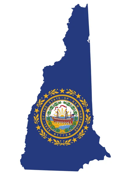 Amerikai Egyesült Államok New Hampshire Szövetségi Állam Zászlótérképének Illusztrációja — Stock Vector