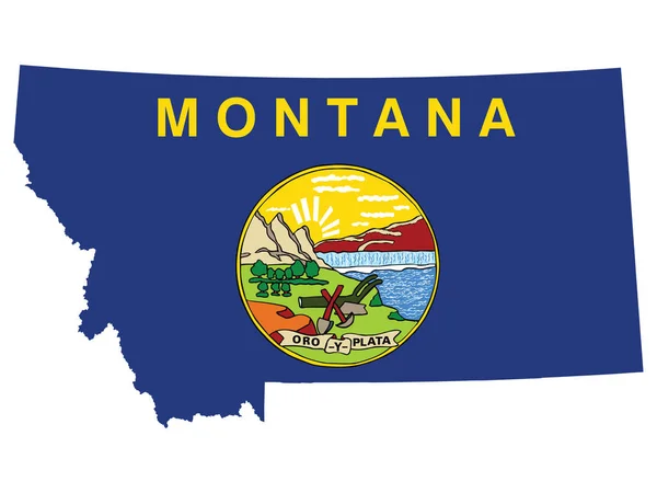 Vector Illustration Flag Map Usa Federal State Montana — Stock Vector