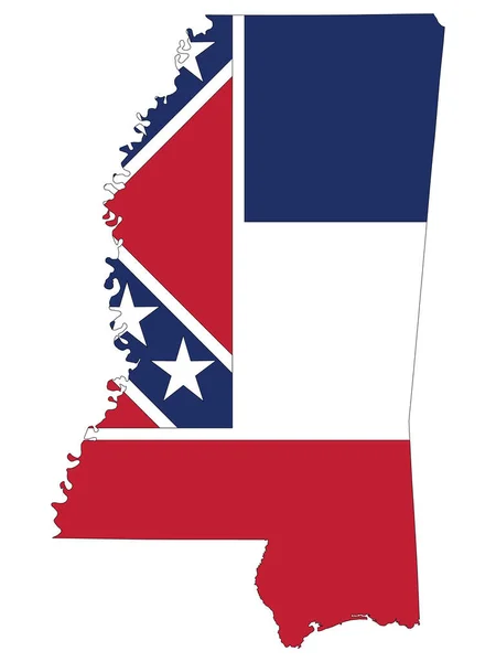 Vector Illustratie Van Vlaggenkaart Van Amerikaanse Federale Staat Mississippi — Stockvector