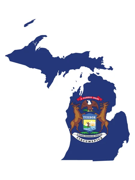 Vektorillustration Der Flaggenkarte Des Bundesstaates Michigan — Stockvektor