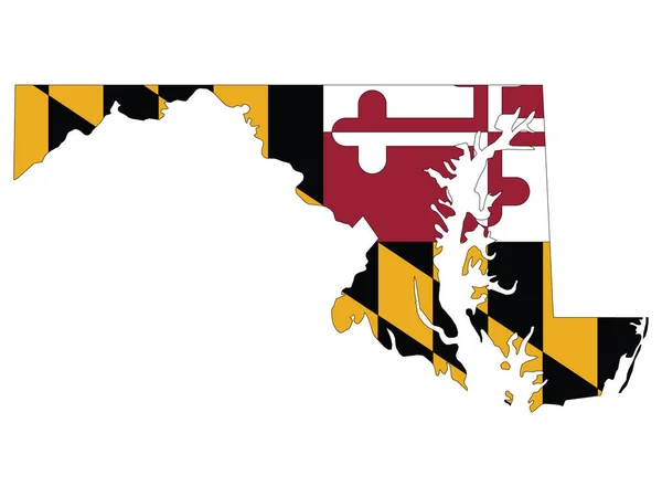 Vektor Illustration Flaggkartan Över Usa Federal State Maryland — Stock vektor