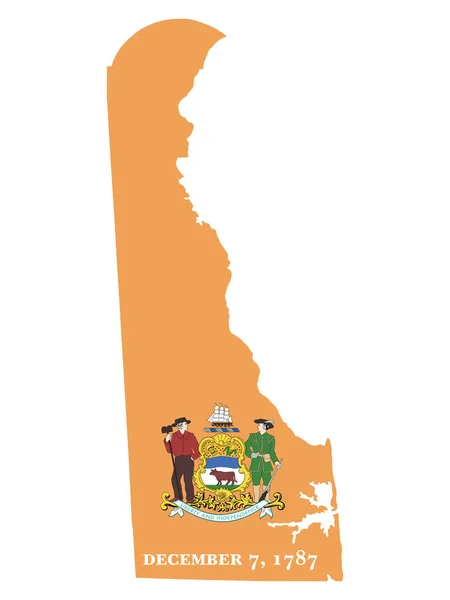 Vektorillustration Der Flaggenkarte Des Bundesstaates Delaware — Stockvektor