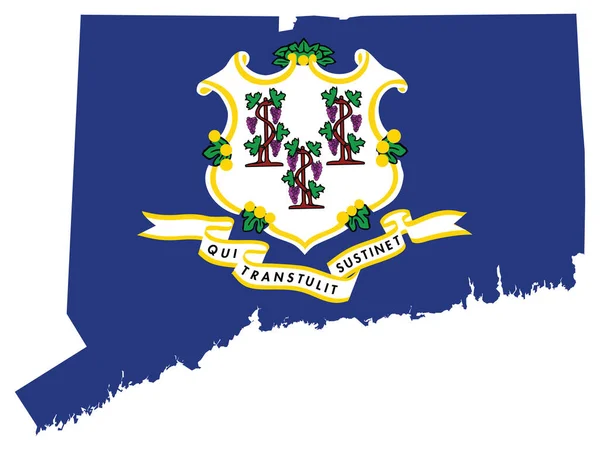 Ilustracja Wektorowa Mapy Bandery Amerykańskiego Kraju Związkowego Connecticut — Wektor stockowy