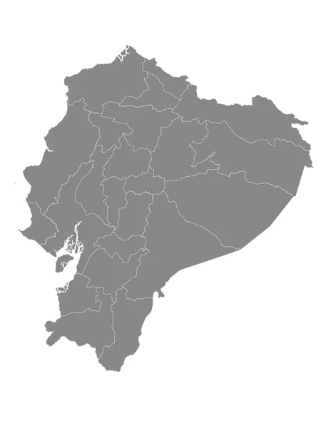 Grey Blank Flat Provinces Mapa País Sul Americano Equador — Vetor de Stock
