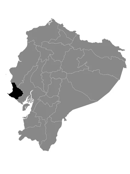 Schwarze Landkarte Der Ecuadorianischen Provinz Santa Elena Innerhalb Der Grauen — Stockvektor