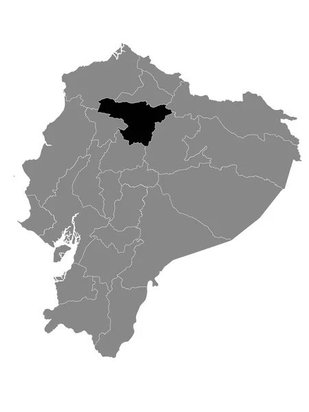 Černá Mapa Umístění Ekvádorské Provincie Pichincha Rámci Šedé Mapy Ekvádoru — Stockový vektor