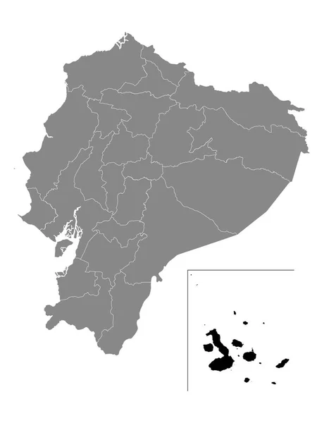 エクアドルの灰色地図の中のガルパゴス県の黒い場所 — ストックベクタ