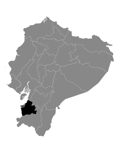 Schwarze Landkarte Der Ecuadorianischen Provinz Oro Innerhalb Der Grauen Landkarte — Stockvektor
