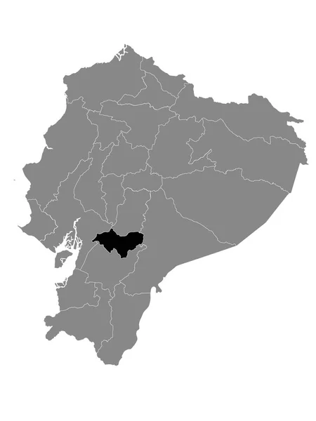Schwarze Landkarte Der Ecuadorianischen Provinz Caar Innerhalb Der Grauen Landkarte — Stockvektor