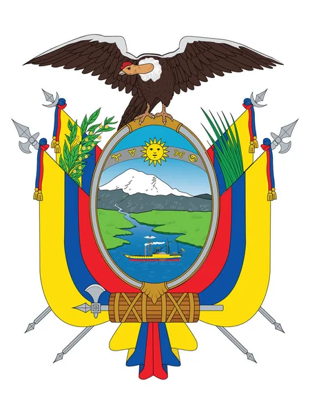 Illustrazione Vettoriale Dell Emblema Nazionale Della Repubblica Dell Ecuador — Vettoriale Stock