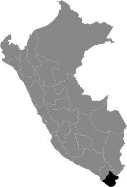 Peru 'nun Gri Haritası içinde Peru Tacna Bölümü' nün Siyah Konum Haritası