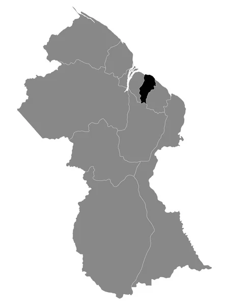 Black Location Map Guyanese Region Demerara Mahaica Grey Map Γουιάνα — Διανυσματικό Αρχείο