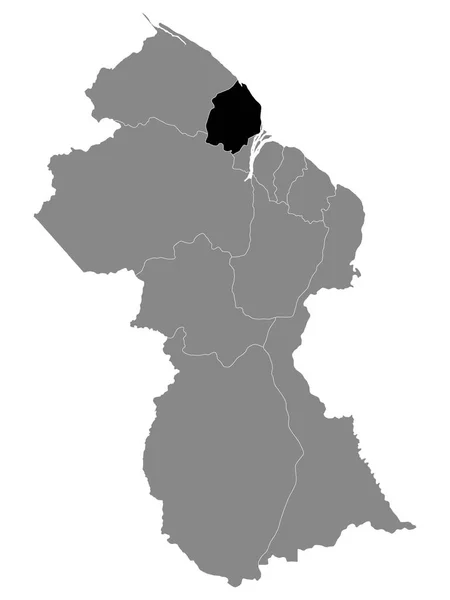 Black Location Map Guyanese Region Pomeroon Supenaam Grey Map Guyana — Stock Vector