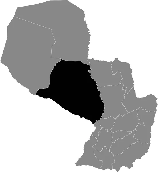 Mapa Localização Negra Departamento Paraguaio Presidente Hayes Dentro Mapa Cinzento — Vetor de Stock