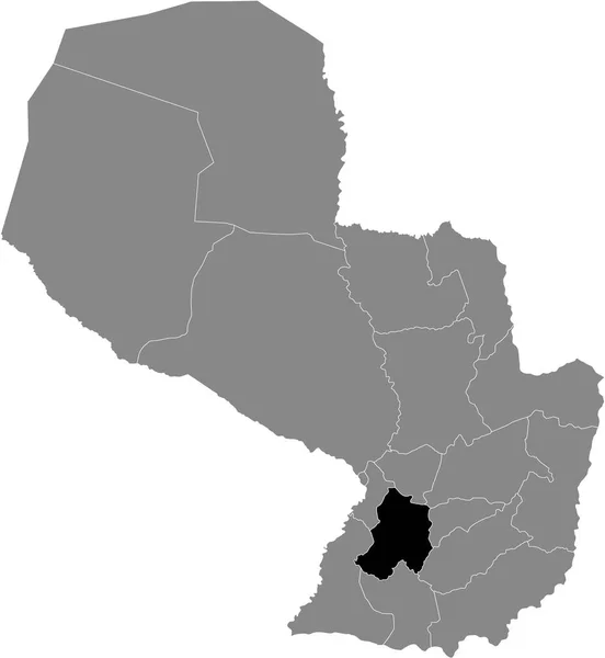 Mapa Ubicación Negro Del Departamento Paraguayo Paraguar Dentro Del Mapa — Archivo Imágenes Vectoriales