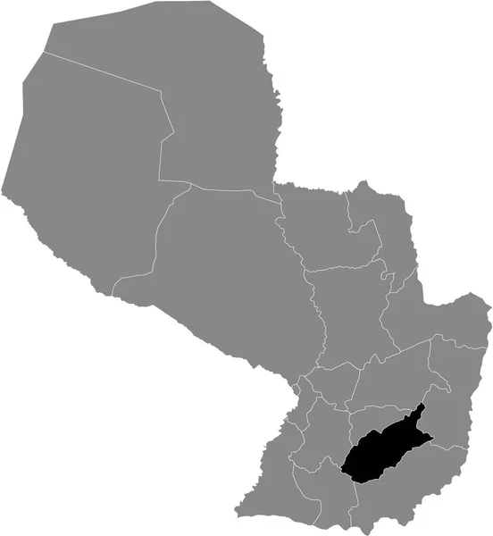 Černá Mapa Lokality Paraguayského Departementu Caazap Rámci Šedé Mapy Paraguaye — Stockový vektor