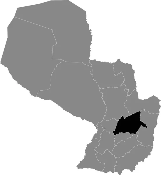 Mapa Ubicación Negro Del Departamento Paraguayo Caaguaz Dentro Del Mapa — Vector de stock