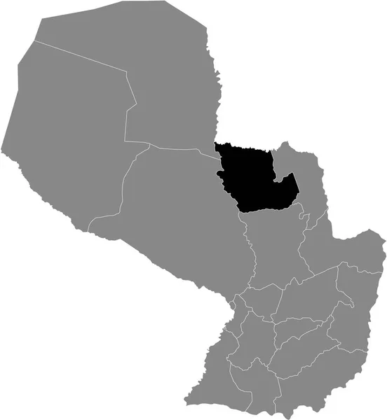 Mapa Ubicación Negro Del Departamento Paraguayo Concepcin Dentro Del Mapa — Vector de stock