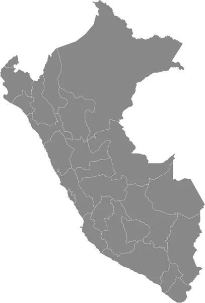 Grey Blank Flat Departments Map South American Country Peru — Stockový vektor