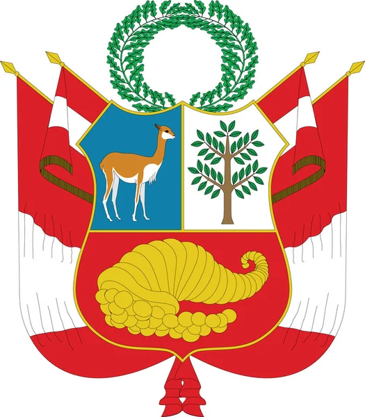 Ilustración Vectorial Del Emblema Nacional República Del Perú — Vector de stock