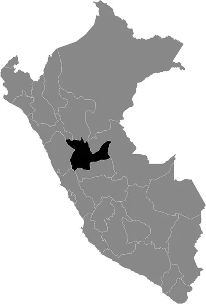 Black Location Map Peruan Department Hunuco Grey Map Peru — Διανυσματικό Αρχείο