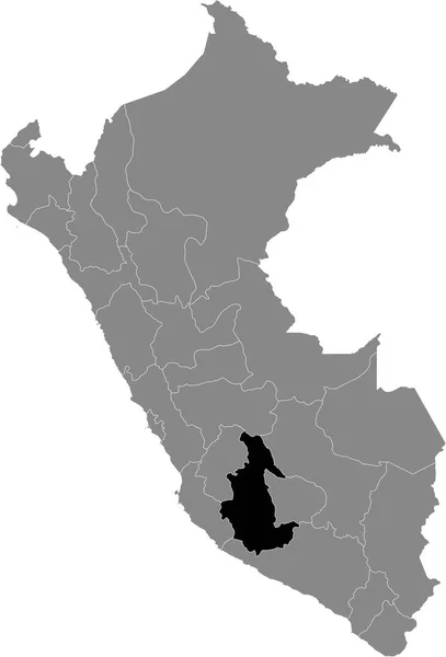 Mapa Ubicación Negro Del Departamento Peruano Ayacucho Dentro Del Mapa — Vector de stock