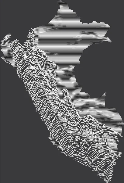 Dark Black White Contour Topografie Kaart Van Het Zuid Amerikaanse — Stockvector