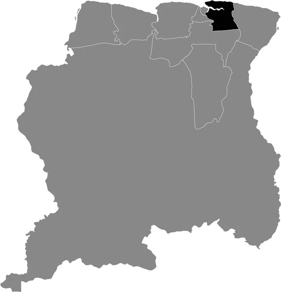 Black Location Map Surinamese District Commewijne Grey Map Suriname — Stock Vector