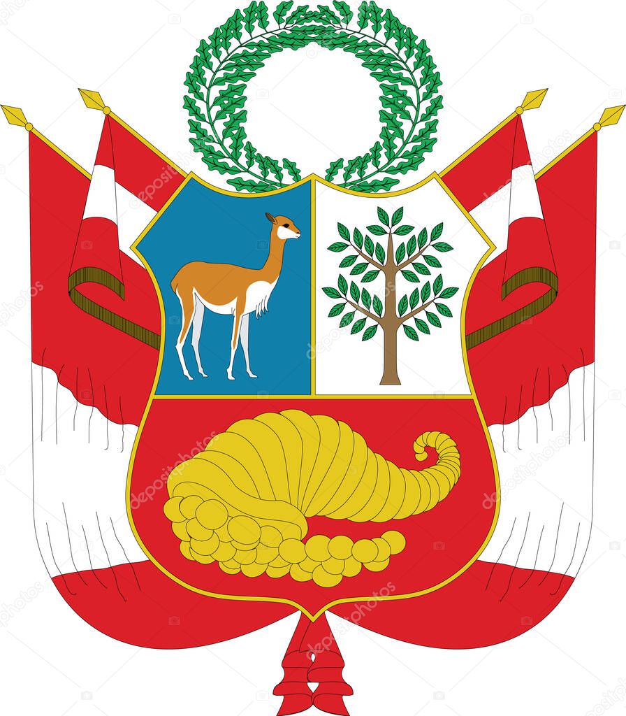 Vector Illustration of the National Emblem of the Republic of Peru