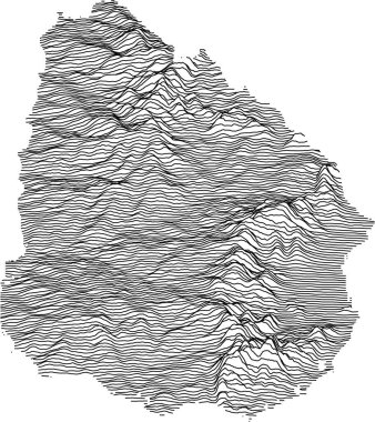 Güney Amerika ülkesi Uruguay 'ın Siyah ve Beyaz Topografi Konferansı