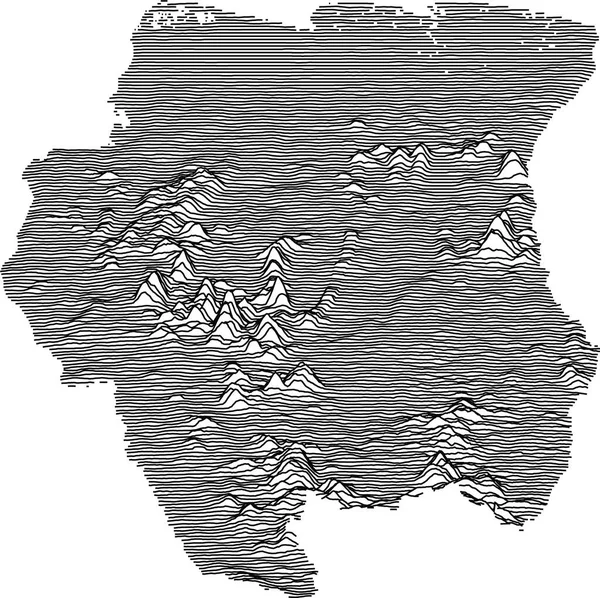 Schwarz Weiße Konturtopographie Karte Des Südamerikanischen Landes Suriname — Stockvektor